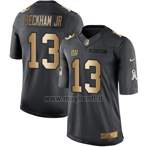 Maglia NFL Gold Anthracite New York Giants Beckham JR Salute To Service 2016 Nero